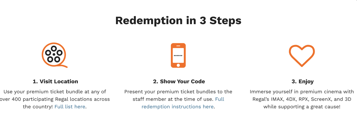 How do I redeem my Regal Premium Format Ticket Bundle? – GroupRaise.com